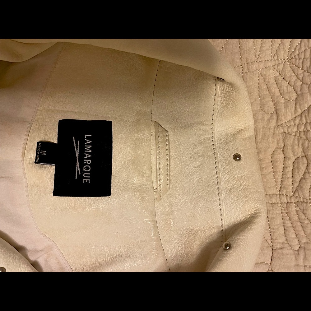 La marqué leather crop jacket.